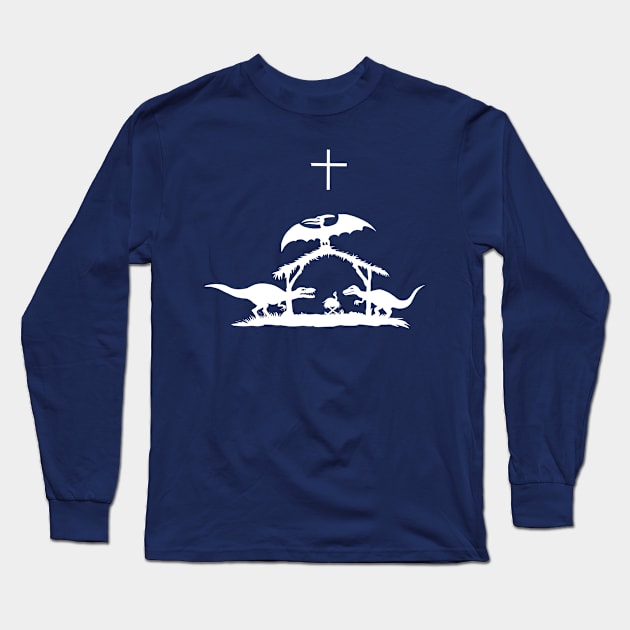 dinosaur nativity Christmas  2 Long Sleeve T-Shirt by wolfmanjaq